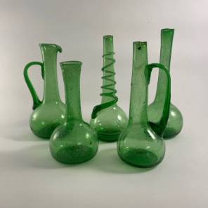 A Collection of French Handblown Green Vases